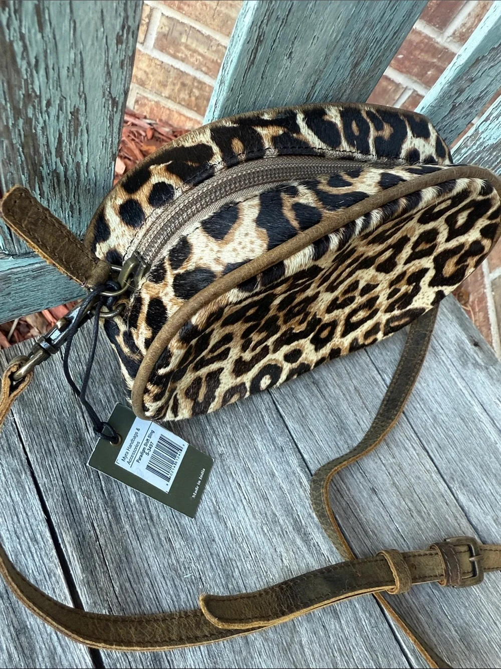 Myra Bag Paradigm Shift Swing Leopard Print Crossbody Bag - Faux Haircalf - Picture 5 of 11